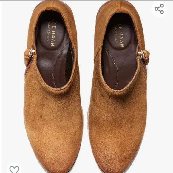 Cole Haan Gracy Bootie (45 mm) Earthen Agora Burnished Suede Boots - Picture 4 of 16